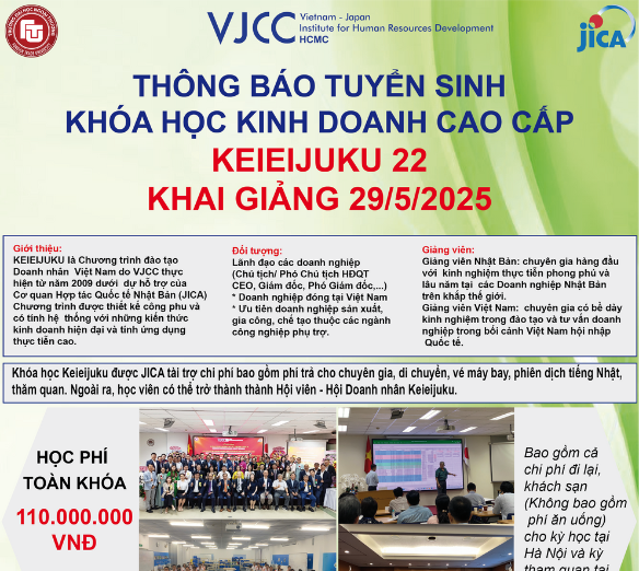 THÔNG BÁO CHIÊU SINH KHÓA HỌC KINH DOANH CAO CẤP - KEIEIJUKU KHÓA 22