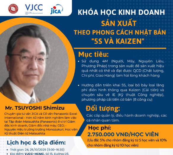 KHÓA HỌC KINH DOANH: SẢN XUẤT THEO PHONG CÁCH NHẬT BẢN "5S VÀ KAIZEN"