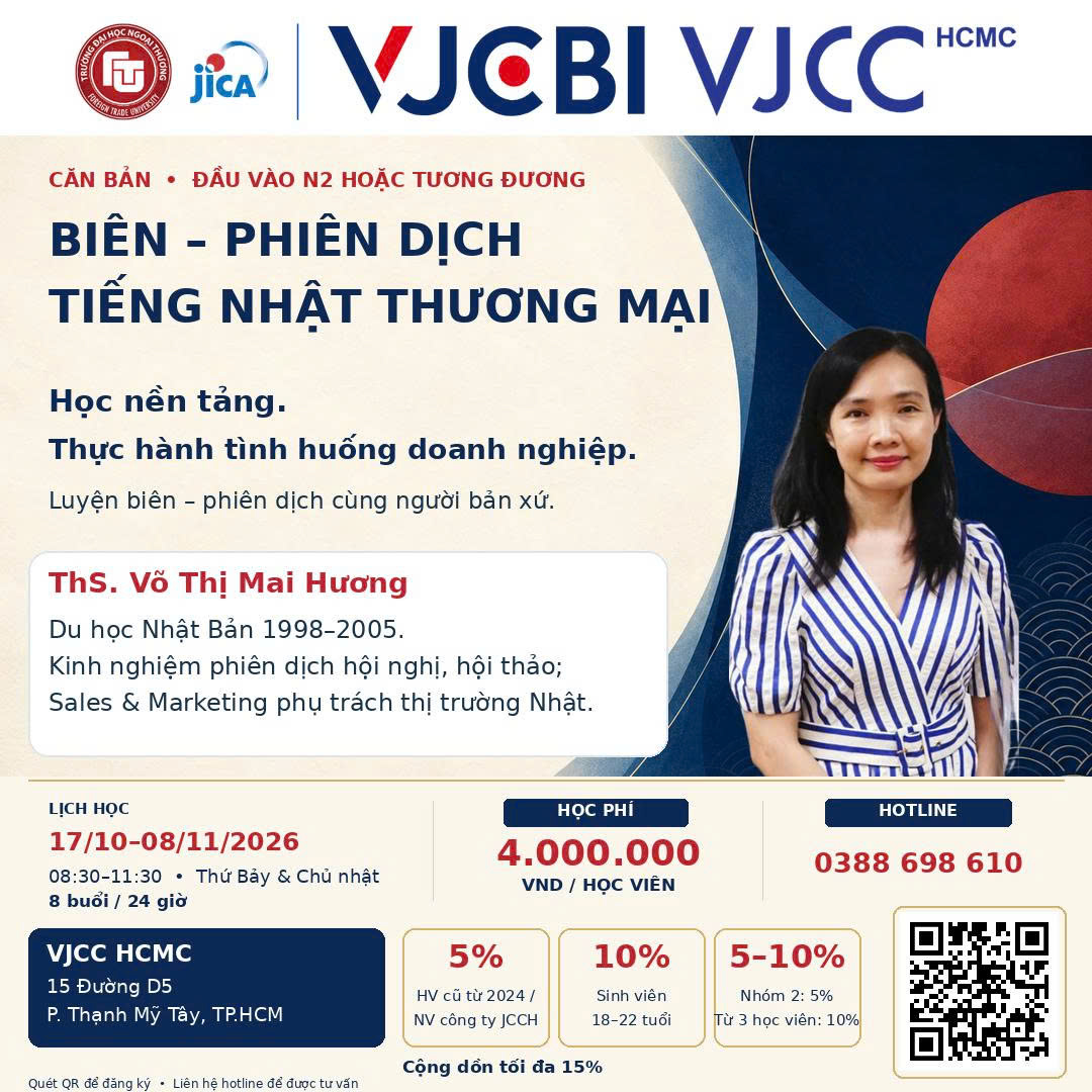 KHÓA BIÊN - PHIÊN DỊCH TIẾNG NHẬT THƯƠNG MẠI CĂN BẢN: GẮN NỀN TẢNG VỚI TÌNH HUỐNG CÔNG VIỆC